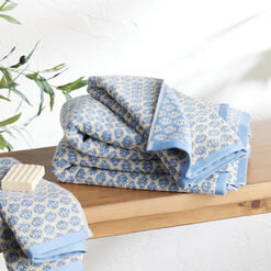 Aria Chambray Blue and Ivory Terry Towel Collection