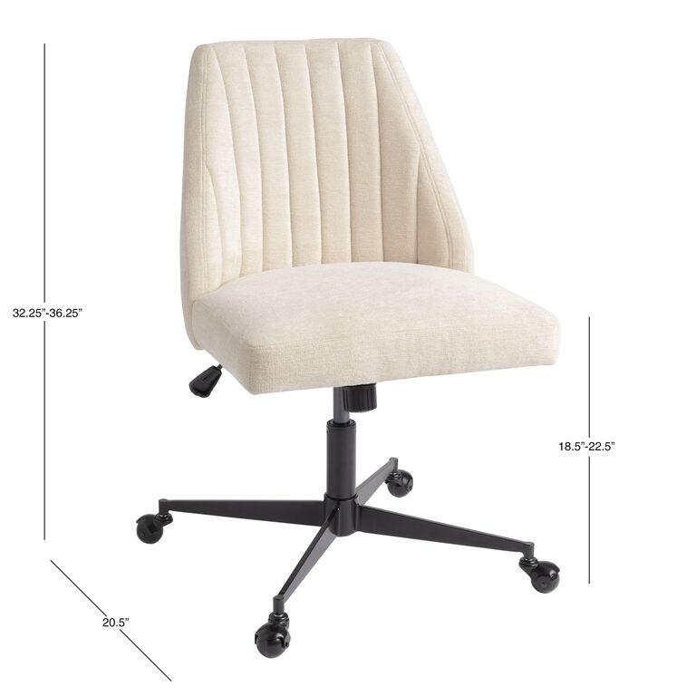 Bijou Cream Channel Back Upholstered Office Chair image number 6