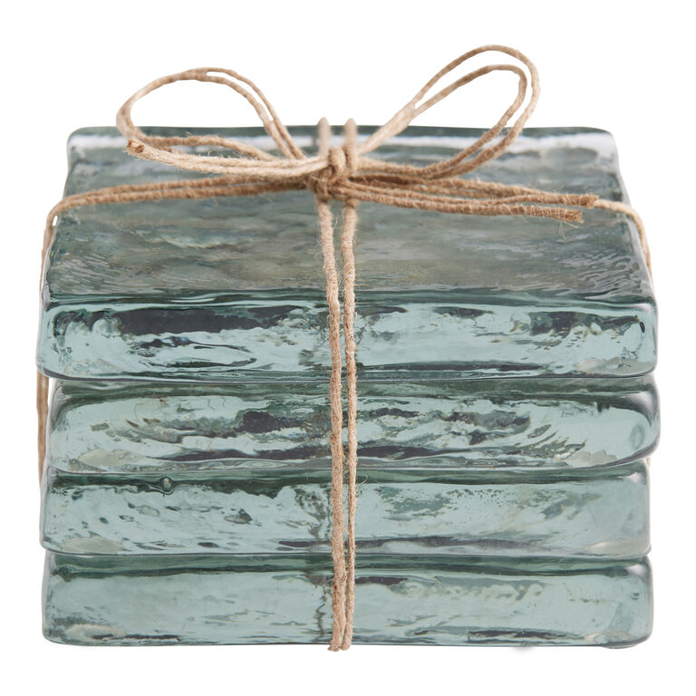 Square Recycled Glass Slab Coasters 4 Pack image number 2