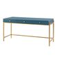 Dennis Wood and Gold Metal Desk with Drawers image number 0