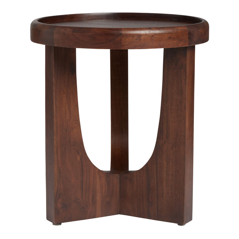 Enzo Round Espresso Wood Tripod End Table image number 3