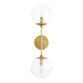 Olivia Brass And Clear Glass Globe 2 Light Wall Sconce image number 2