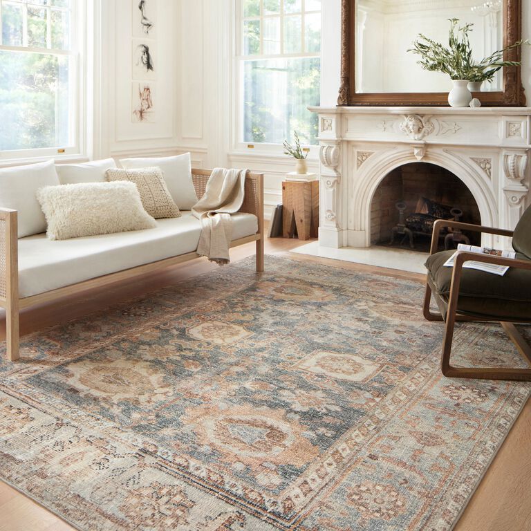 Everly Blue And Tan Persian Style Area Rug image number 2