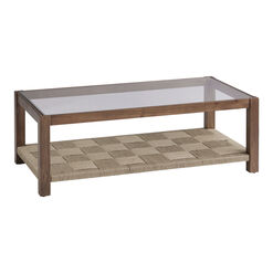 Lincoln Wood and Jute Glass Top Table Collection