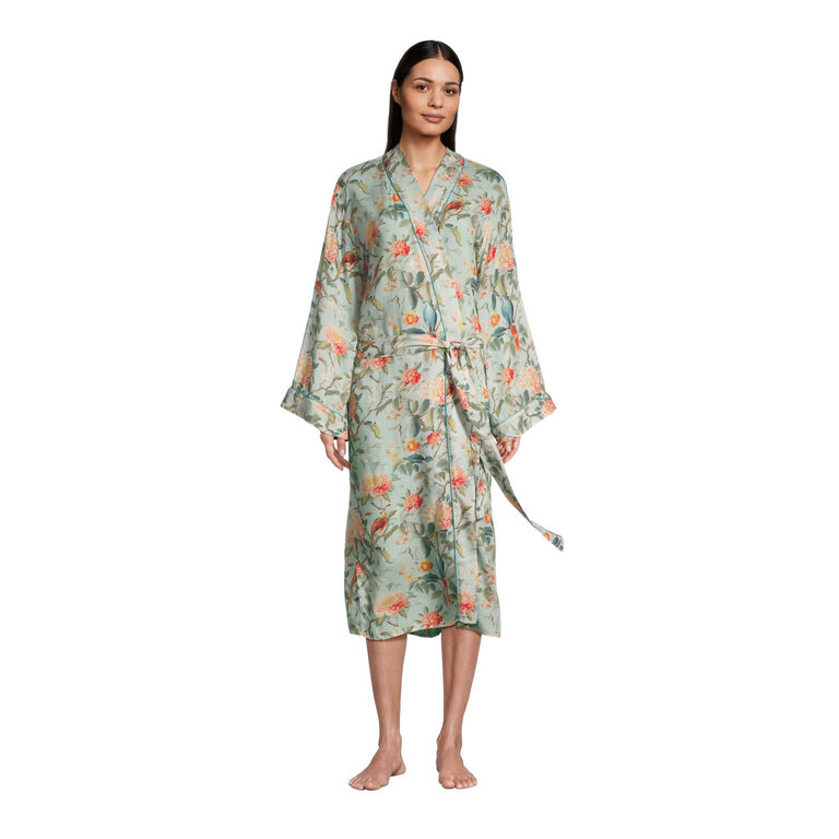 Alayna Aqua And Multicolor Floral Robe image number 1