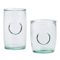 Spanish Recycled Stamped Bar Glass Set Of 2