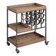 Wood and Faux Leather Strap Bar Cart with Wine Storage image number 0