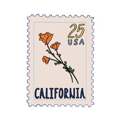 Buen Dia California Poppy Stamp Wall Art Print