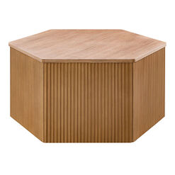 Pedro Natural Wood Fluted Hexagon Block Coffee Table