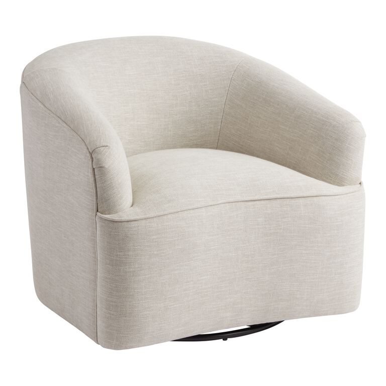 Ivory Curved Back Odin Upholstered Swivel Chair image number 1