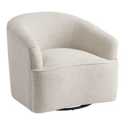 Ivory Curved Back Odin Upholstered Swivel Chair