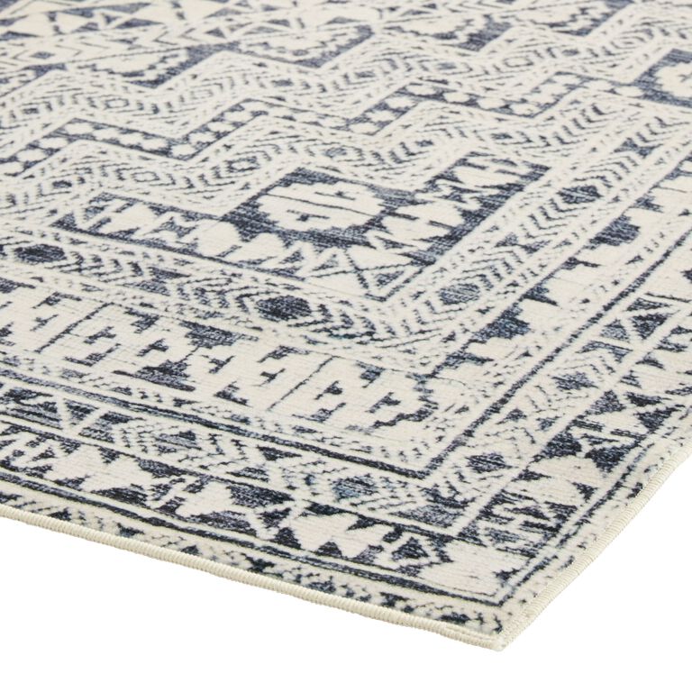 Iman Black and Ivory Persian Style Washable Area Rug image number 4