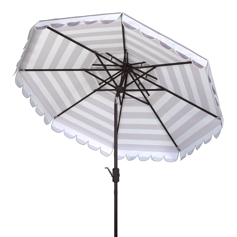 Striped Double Top Scalloped 9 Ft Tilting Patio Umbrella image number 3