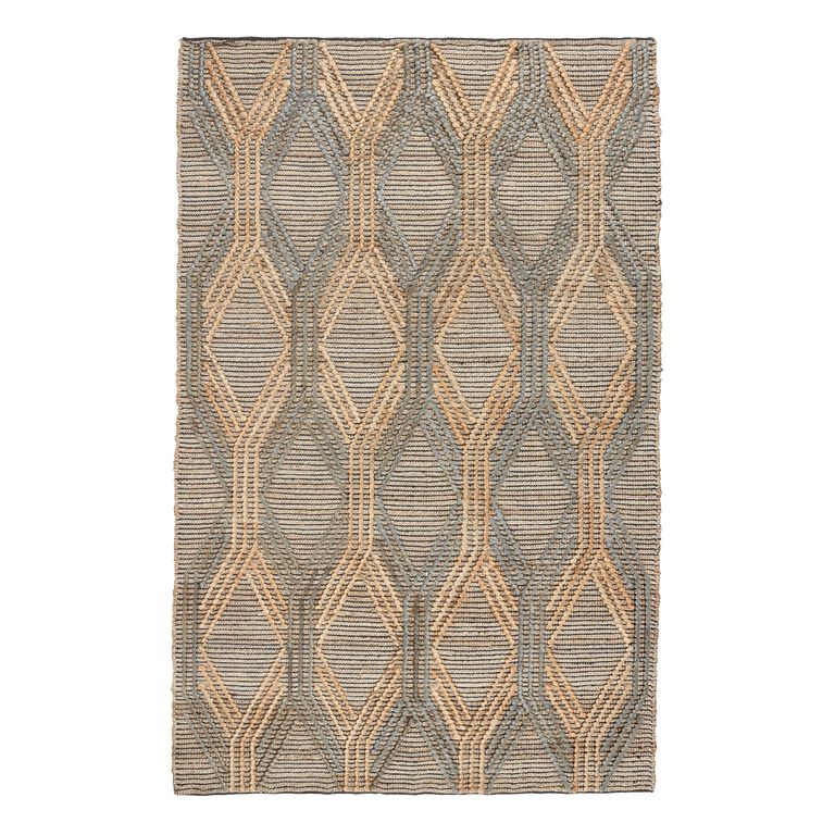 Sylmar Natural And Blue Geometric Jute Area Rug image number 1
