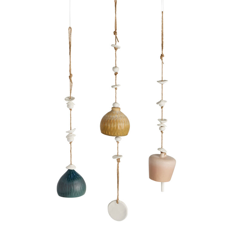 Ceramic and Jute Beach Wind Chimes Set of 3 image number 1
