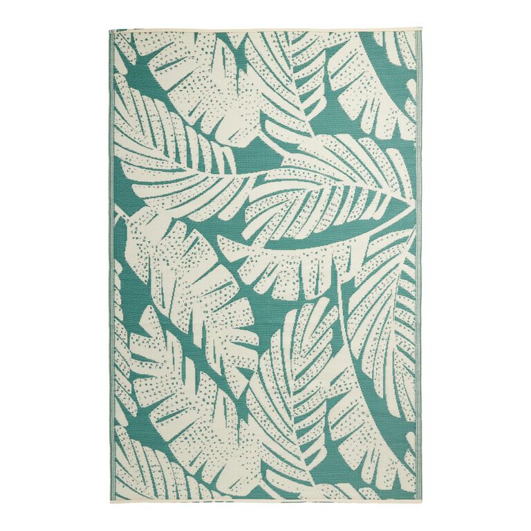 Rio Green Palm Leaves Reversible Indoor Outdoor Floor Mat image number 3
