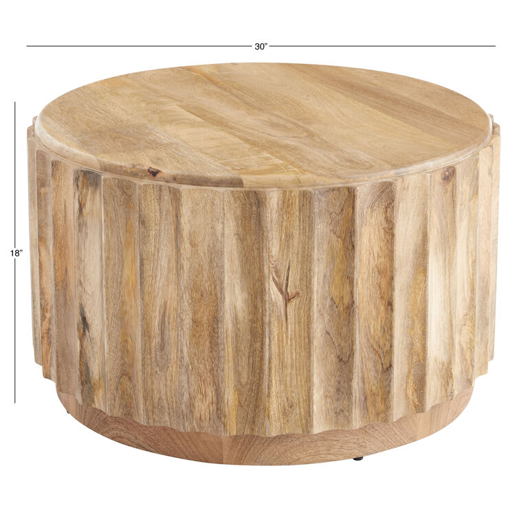 Ishan Round Driftwood Ridged Coffee Table image number 4
