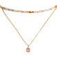 Pink And Gold Crackle Glass Beaded Shorty Necklace 2 Pack image number 0