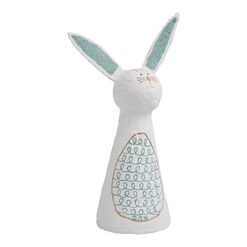 White and Gold Hand Painted Paper Mache Rabbit Decor