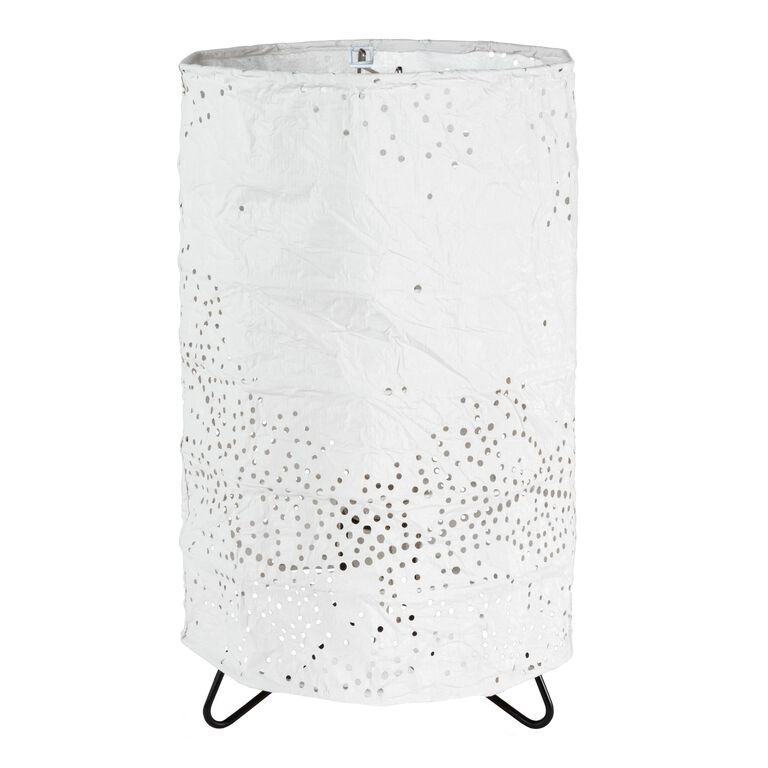 Alana White Laser Cut Fabric Cylinder Accent Lamp image number 1