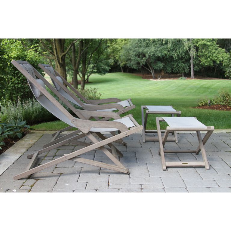 Yesenia Gray Eucalyptus Sling Outdoor Chair With Ottoman image number 3