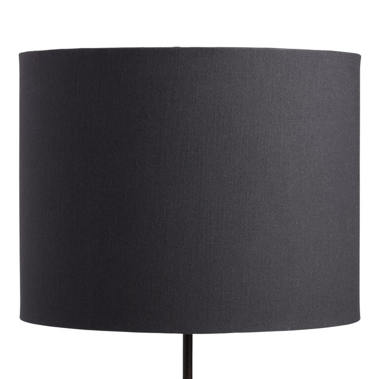 Black Linen Drum Table Lamp Shade with Gold Lining image number 3