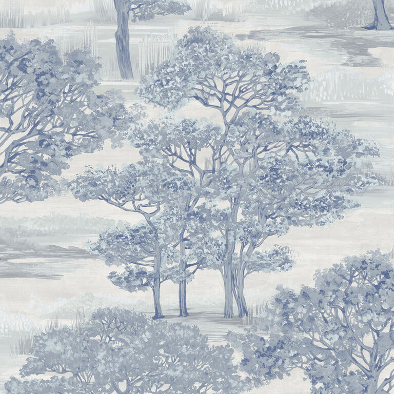 Blue Forest Toile Peel And Stick Wallpaper image number 1