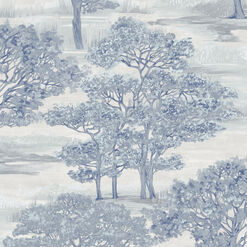Blue Forest Toile Peel And Stick Wallpaper