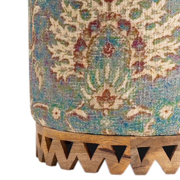 Aina Round Moroccan Style Upholstered Stool image number 3