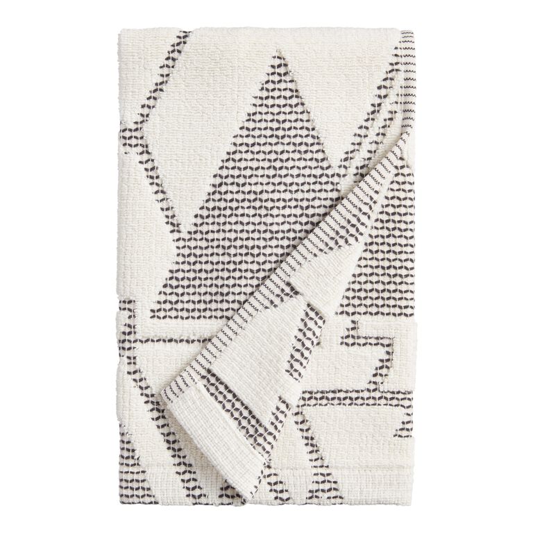 Blayne Ivory And Black Abstract Geo Hand Towel image number 1