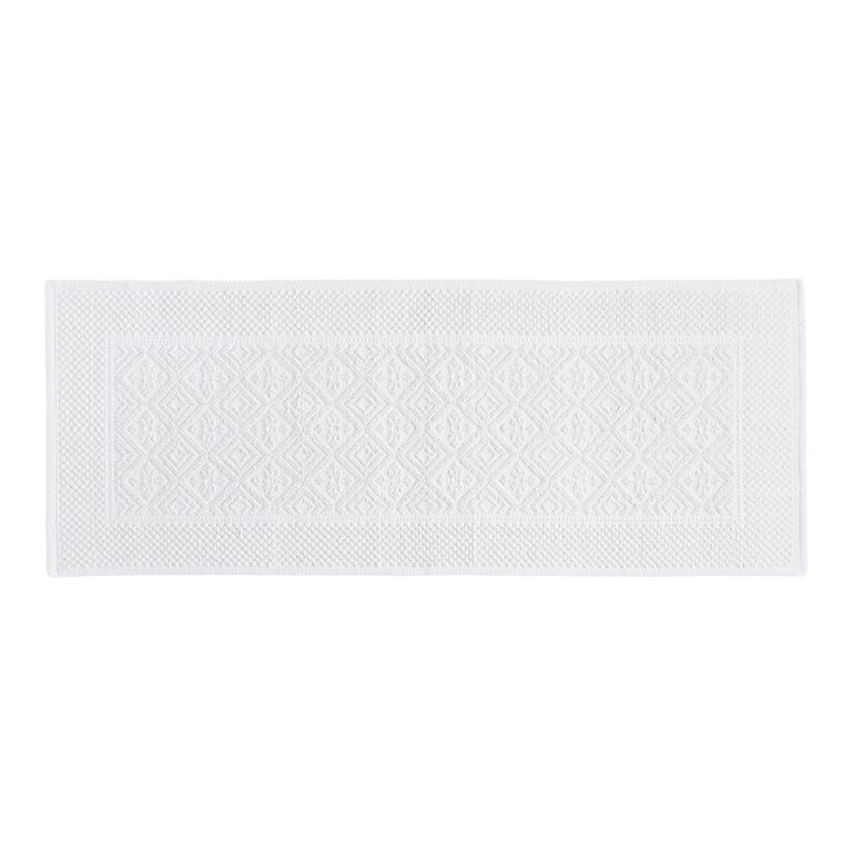 Oversized White Woven Bath Mat image number 1