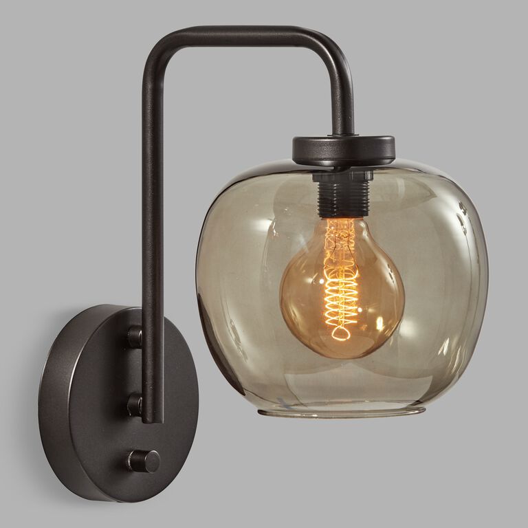 Matte Black and Smoky Glass Meyer Wall Sconce image number 1
