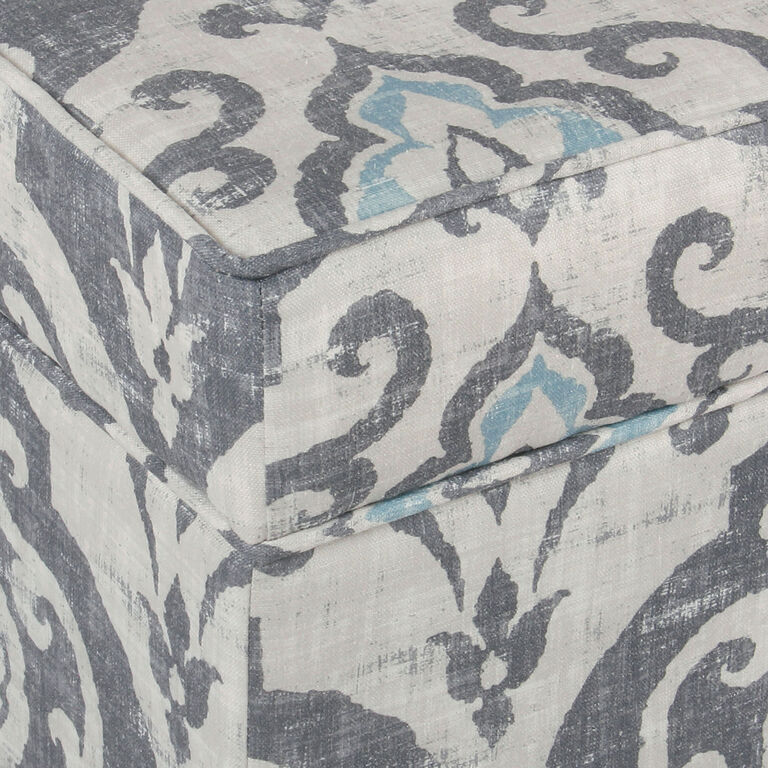 Ruth Blue Suri Print Upholstered Storage Ottoman image number 4