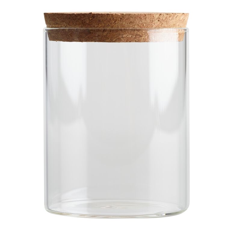 Small Glass Canister with Cork Top Set of 2 image number 1
