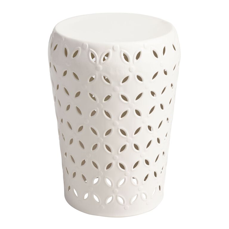 Lili Punched Metal Outdoor Accent Stool image number 1