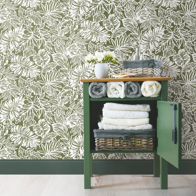Batik Tropical Leaf Peel And Stick Wallpaper image number 2