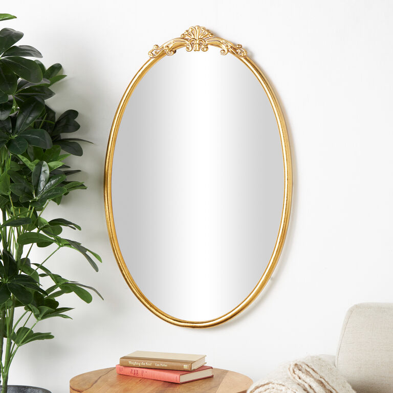 Oval Gold Metal Vintage Style Filigree Wall Mirror image number 2