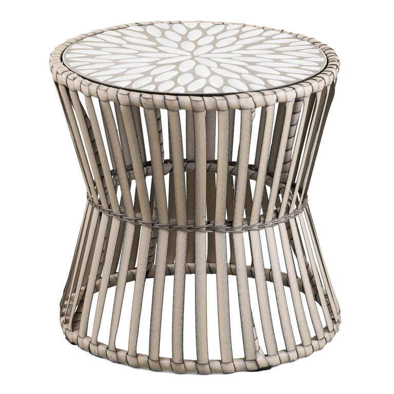 Salinas Ceramic and All Weather Wicker Outdoor End Table image number 1