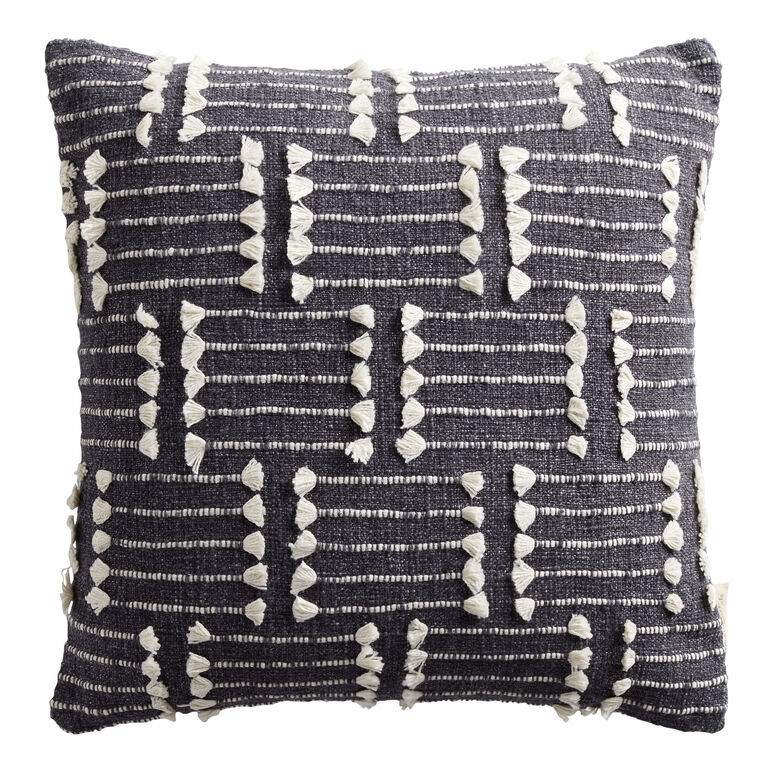 Ivory Fringe Line Throw Pillow image number 1