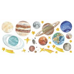 Watercolor Planet Peel and Stick Wall Decals 26 Piece