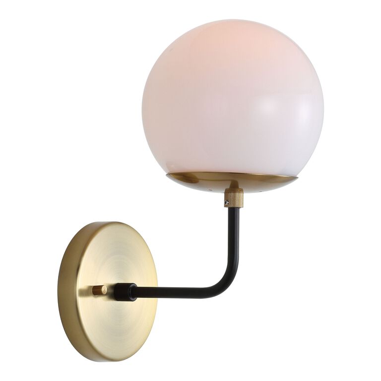 Warm Gold And White Glass Globe Linden Wall Sconce image number 2