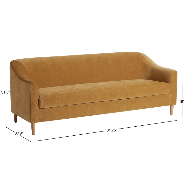 Sacha Golden Yellow Chenille Slope Arm Sofa image number 7