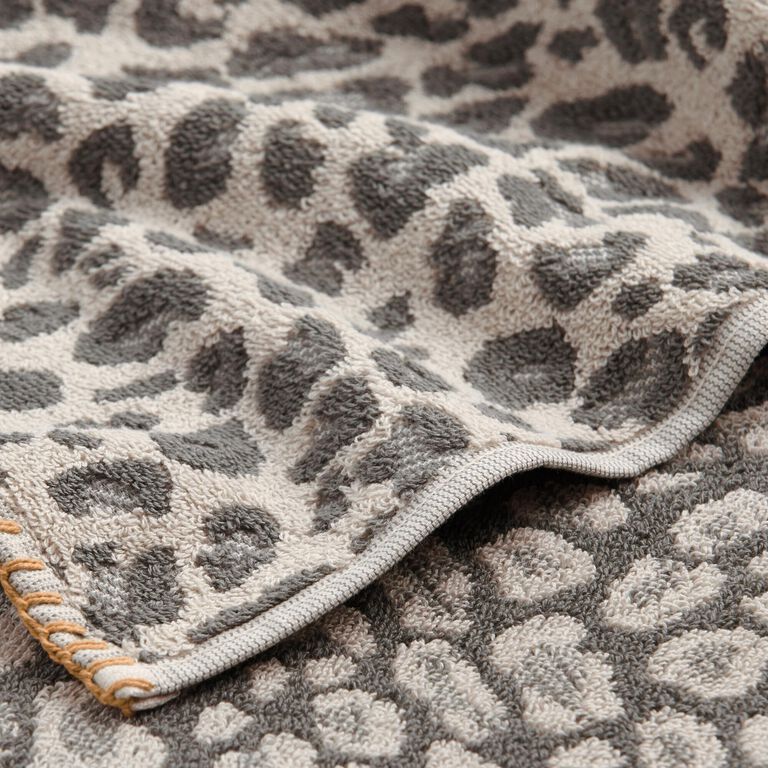 Gray and Ivory Leopard Print Bath Towel image number 4
