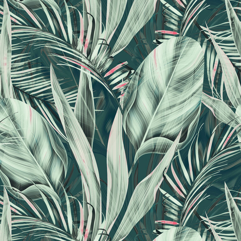 Green and Pink Tropical Plant Tapestry Wall Hanging image number 1