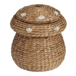 Mushroom Seagrass And Rattan Basket With Lid