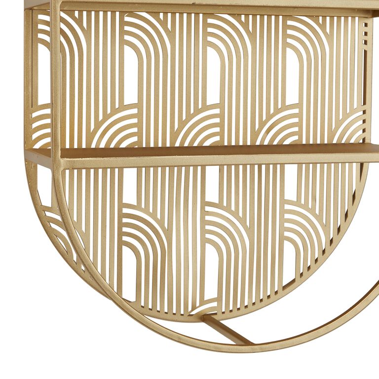 Oval Gold Art Deco 3 Tier Wall Shelf image number 4