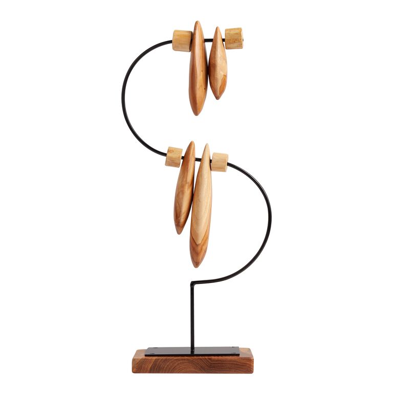 CRAFT Teak Wood and Iron S Curve Sculpture image number 2