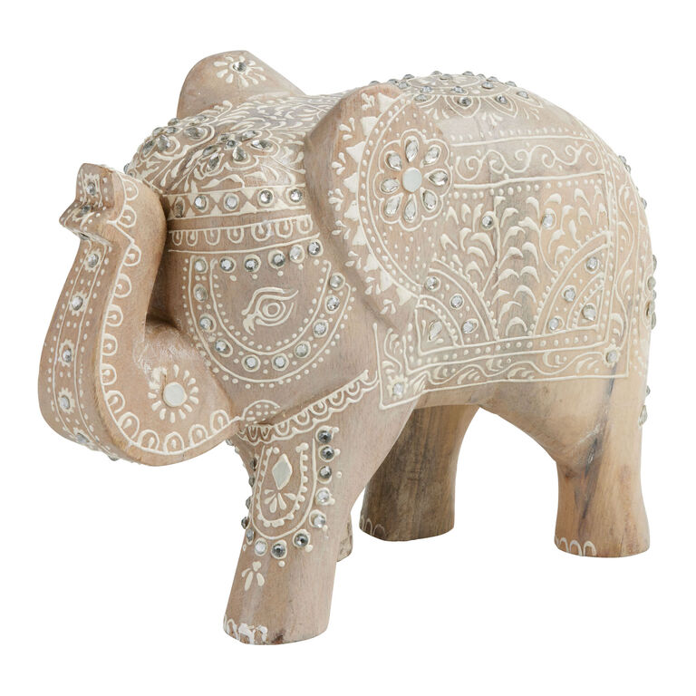 CRAFT Carved Wood Henna Elephant Decor image number 1