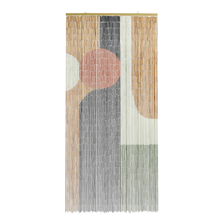 Multicolor Abstract Shapes Bamboo Beaded Curtain image number 1