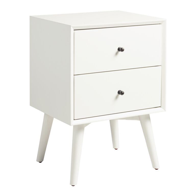 Brewton White Wood Nightstand With Drawers image number 1